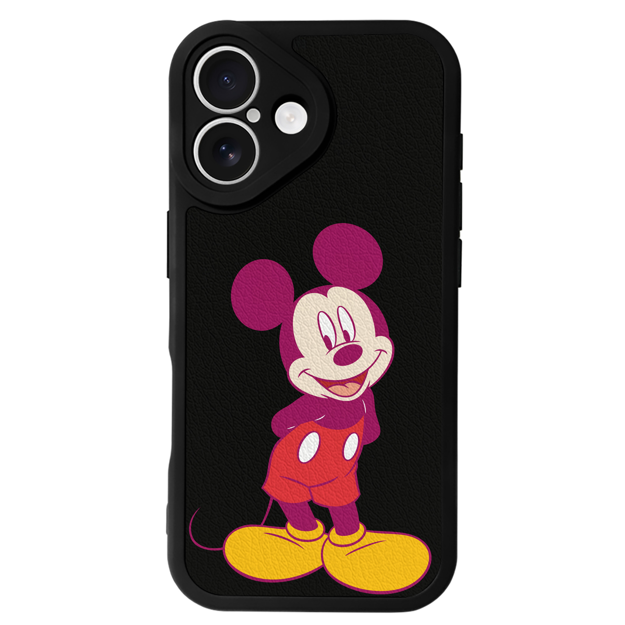 （画像用） ミッキーマウス Mickey Mouse 【iPhone 16シリーズ対応】シリコンスマホケース（レザー調） 材質：シリコン